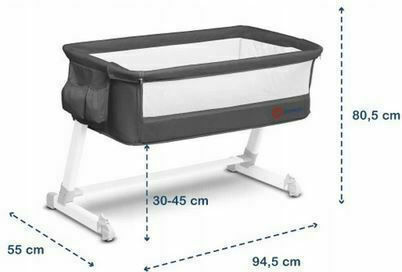 Lionelo Wiege Theo mit Matratze, Seitlicher Öffnung und Rädern Dark Grey