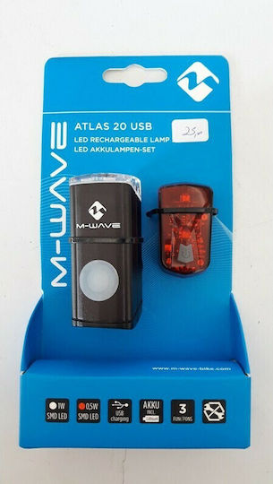 M-Wave Atlas 20 Rechargeable Bicycle Lights Set
