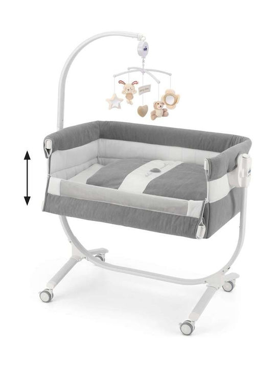 Cam Cradle with Mattress, Side Opening, and Wheels Gray