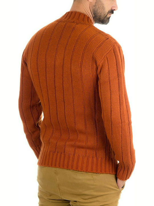 Tailor Made Knitwear Men's Long Sleeve Sweater with V-Neck Orange