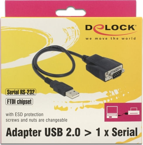 DeLock Cable USB-A to RS232 9-pin male 0.45m (62958) 1pcs