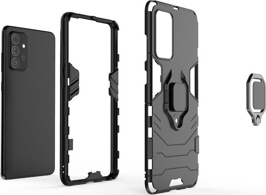 Hurtel Ring Armor Back Cover Plastic / Silicon Negru (Galaxy A72)