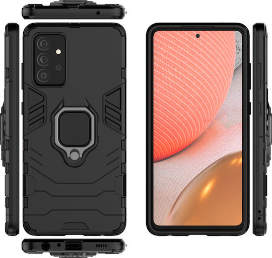Hurtel Ring Armor Back Cover Plastic / Silicon Negru (Galaxy A72)