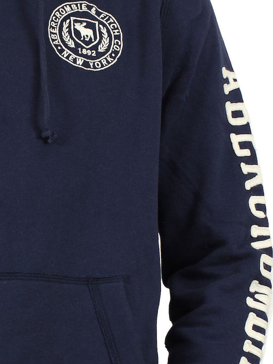 Abercrombie & Fitch Men's Sweatshirt with Hood and Pockets Navy Blue