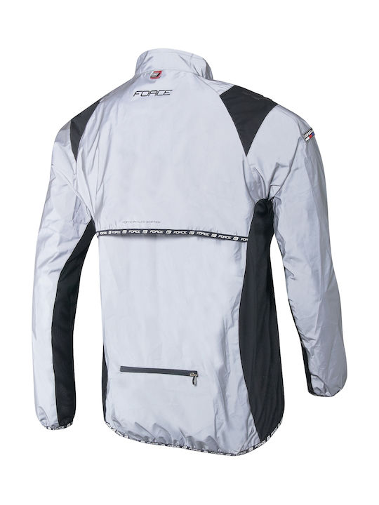 Force Reflective Waterproof Cycling Windbreaker Jacket Long sleeve White