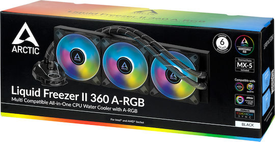 Arctic Liquid Freezer II 360 A-RGB CPU Water Cooling Triple Fan 120mm for Socket AM4/AM5/1700/1200/115x