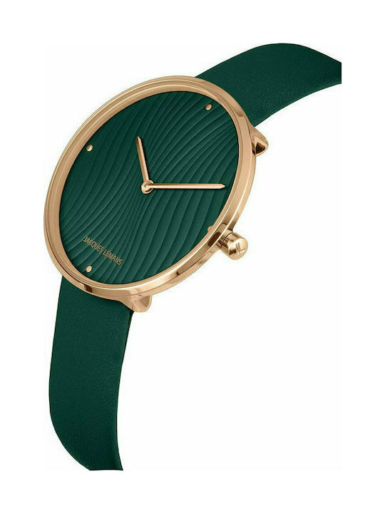 Jacques Lemans Watch with Green Leather Strap