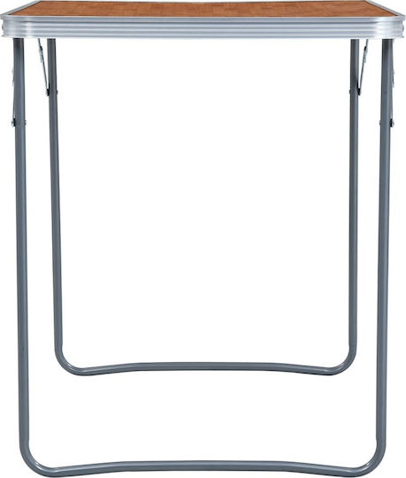 vidaXL Table Metal for Camping Foldable in Case 80x60x70cm Brown
