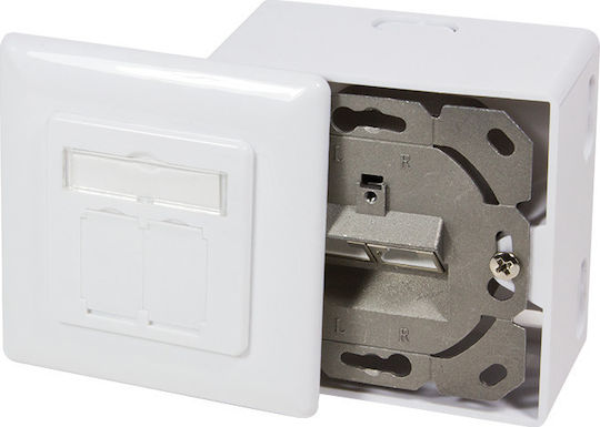 LogiLink Διπλή Εξωτερική Πρίζα Δικτύου RJ45 Τύπου Cat6 σε Λευκό Χρώμα NP0039A