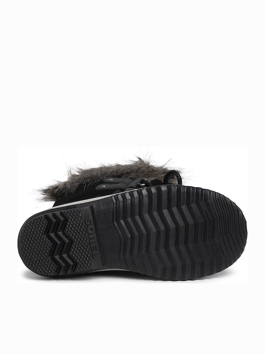 Leather Snow Boots with Laces & Fur Joan Of Arctic Black