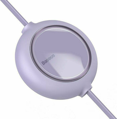 Baseus Bright Mirror Flat / Retractable USB to micro USB / Type-C / Lightning Cable 3.5A Μωβ 1.2m (CAMLC-MJ05)