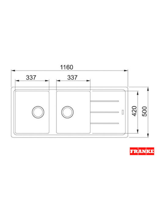 Franke Basis BFG 621 3145518896 114.0284.106 Drop-In Sink Synthetic Granite W116xD50cm Beige