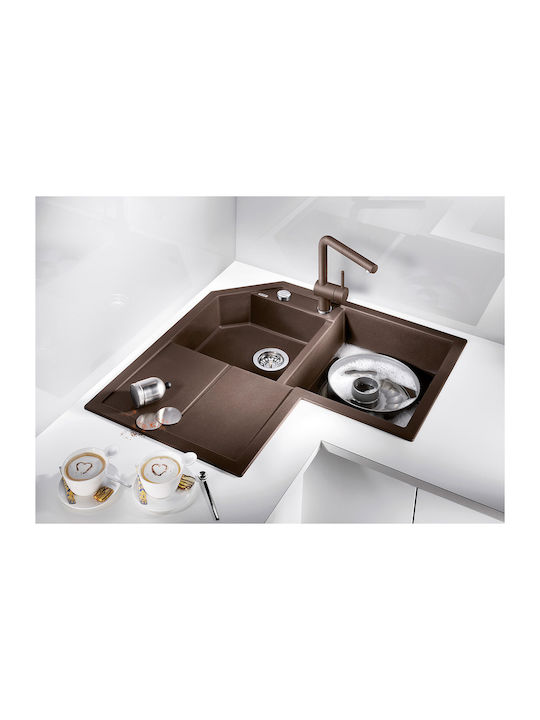 Blanco Metra 9 E 515573 Drop-In Sink Corner Left Synthetic Granite W83xD83cm Coffee