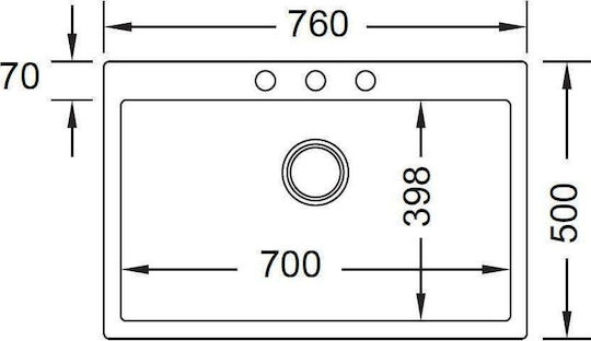 Duralit KZ075U Υποκαθήμενος από Συνθετικό Γρανίτη Μ76xΠ50cm