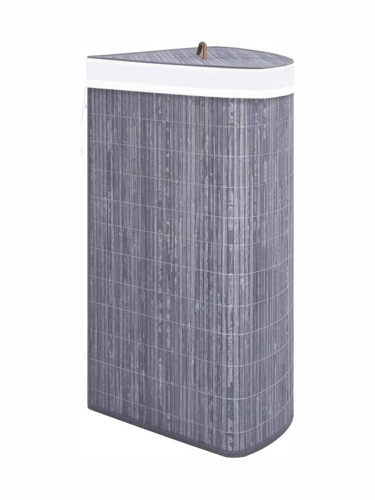 vidaXL Coș De Rufe Din Bambus Pliabil 60lt Cu Capac 52.3x37x65cm Gri