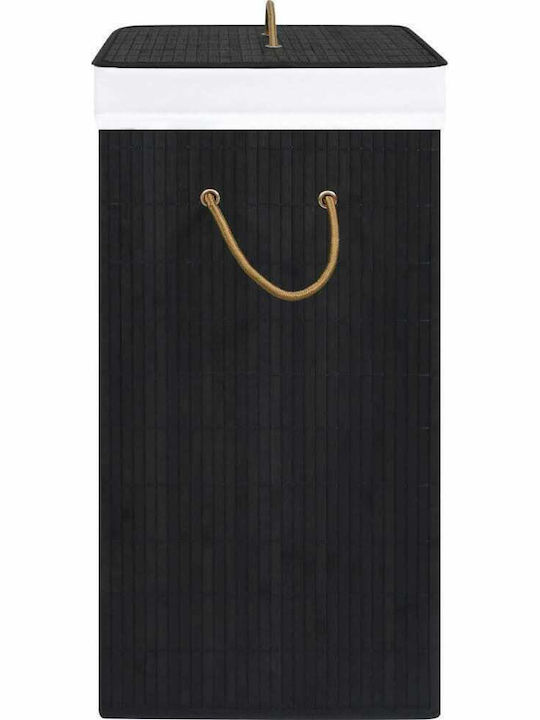 vidaXL Wäschekorb Bamboo Klappbar 83lt mit Deckel 40x30x60cm Schwarz