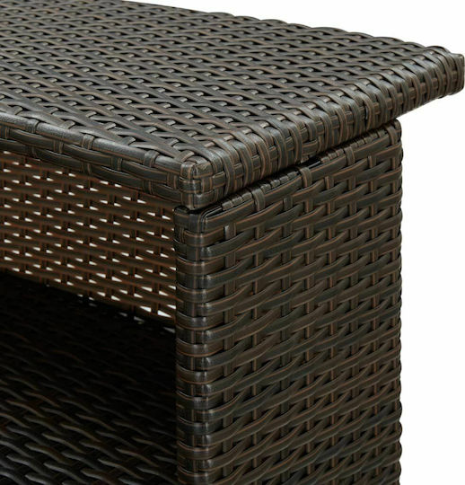 Outdoor Bar Free Standing Rattan Table Brown 120x55x110cm