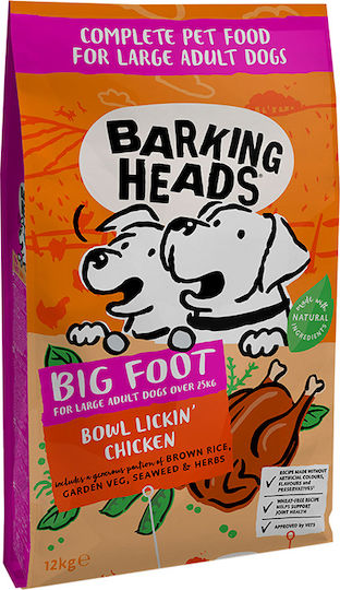 Barking Heads Bowl Lickin' Chicken 12kg Hrană Uscată fără Cereale & Gluten pentru Câini Adulţi de Rase Mari cu Orez brun și Pui