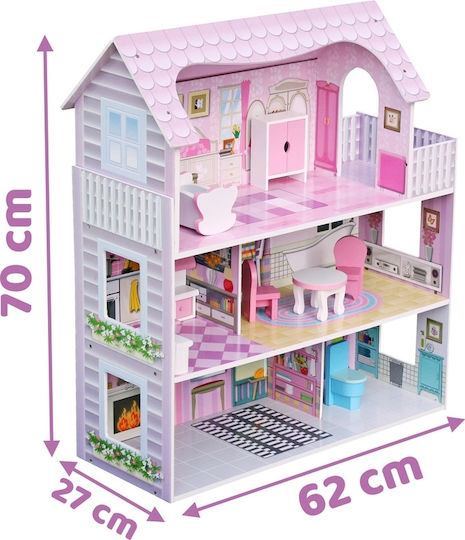 Eva Toys Holz Puppenhaus mit Möbeln Holzpuppenhaus