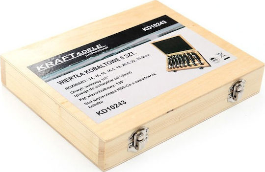 Kraft & Dele Set of 8 HSS-Co 14-25.5mm Drills Cobaltium with Cylindrical Shank for Metal και Wood