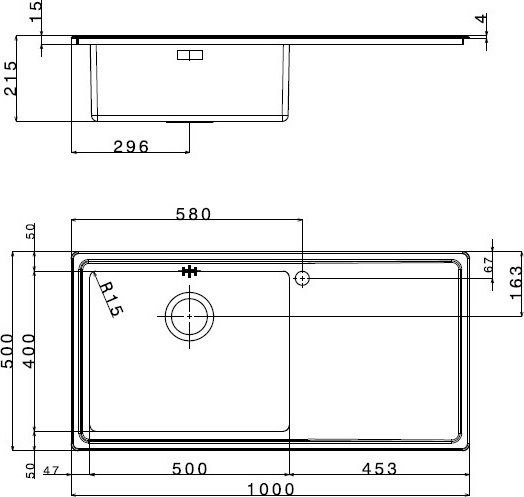 Apell Linear Plus LNP1001 L LNP1001-110L Десни Drop-In Мивка Inox Сатен Ш100xД50см Сребрист