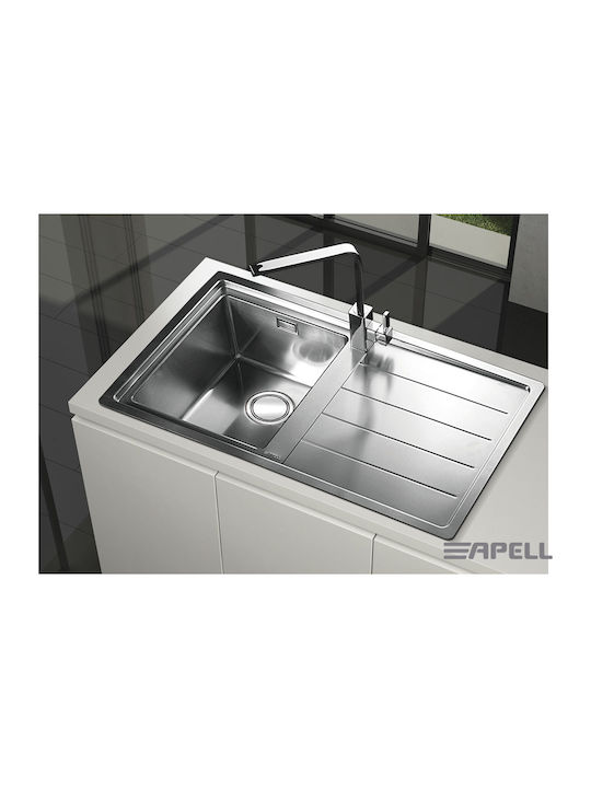 Apell Linear Plus LNP1001 L LNP1001-110L Right-handed Drop-In Sink Inox Satin W100xD50cm Silver