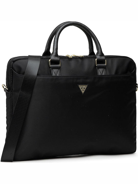 Guess Nylon Triangle Logo Tasche Schulter / Handheld für Laptop 16" in Schwarz Farbe