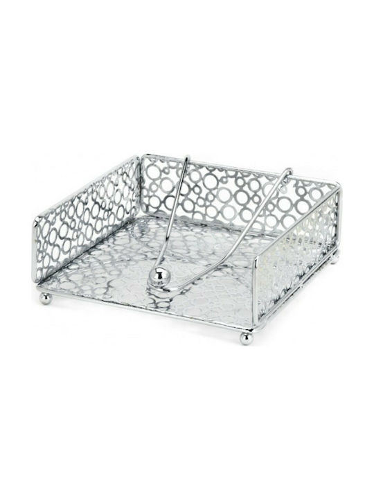 Karvounis Metallic Napkin Holder Silver 17.5x17.5cm J-02220