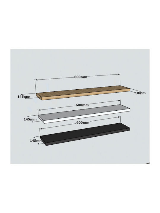 Boss Natural Wall Shelves (3 Pieces) 60x14.5x1.8cm