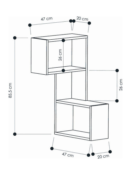 Ъглово Стенно Рафт Бял 47x20x85.5см