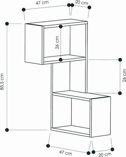 Corner Wall Shelf White 47x20x85.5cm