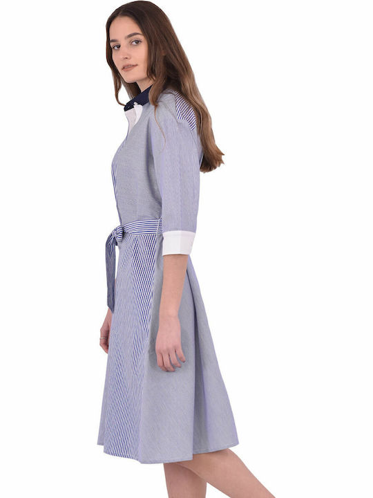 Ella Summer Midi Shirt Dress Blue