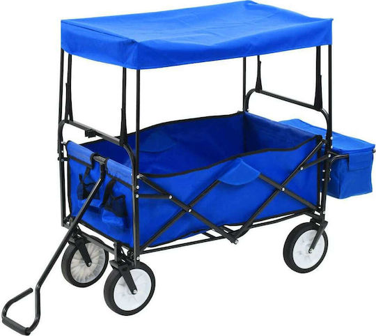 vidaXL Transport Trolley Folding Blue Steel Folding Blue Steel Foldable for Weight Load up to 75kg Blue
