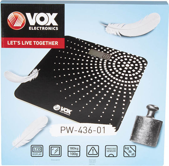 Vox Electronics Ψηφιακή Ζυγαριά 180kg Μαύρη PW-436-01