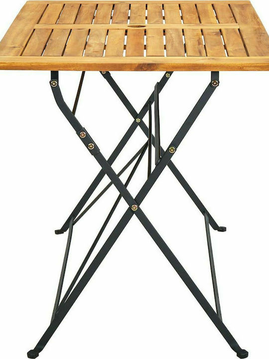 Garten- und Terrassentisch Zusammenklappbar aus Akazie mit Metallrahmen 120x70x74cm