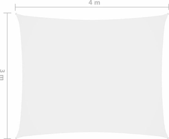 vidaXL Rectangular Shade Sail White With Hoop & with PU Coating 3x4m Rectangle made of Oxford fabric
