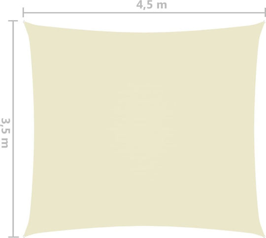 vidaXL Rectangular Shade Sail Ecru With Hoop & with PU Coating 3.5x4.5m Rectangle made of Oxford fabric