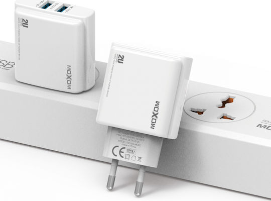 Moxom Charger with 2 USB-A Ports and Cable USB-C Whites (MX-HC20)