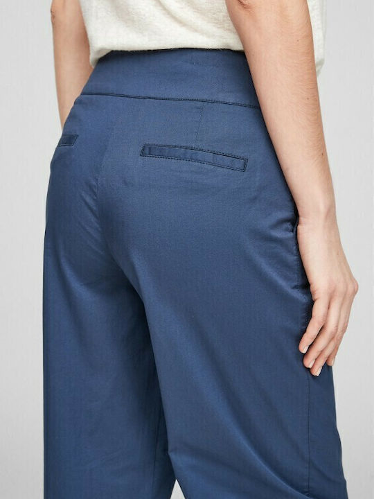 Damen Stoff Capri Hose Blau