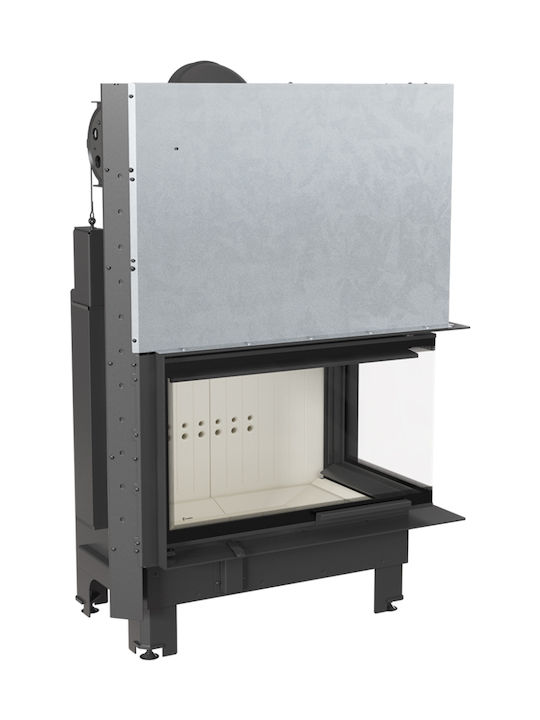 Kratki MBO P BS G Wood Fireplace Insert Fan Heater with Right Corner Window 15kW Black