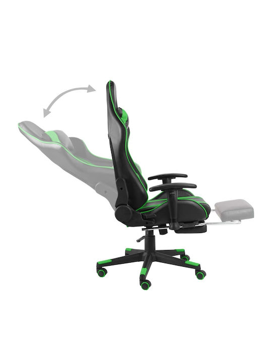 vidaXL 20486 Καρέκλα Gaming Δερματίνης με Ρυθμιζόμενα Μπράτσα και Υποπόδιο Πράσινη