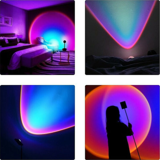 GloboStar Rainbow Blue 180° LED Подова Лампа В94xД87.5см. Черен