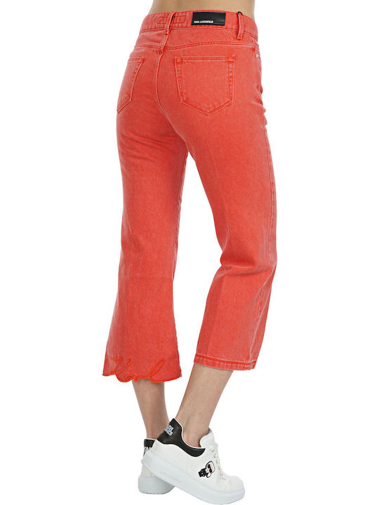 Karl Lagerfeld Women's Jean Trousers Flared in Regular Fit Red