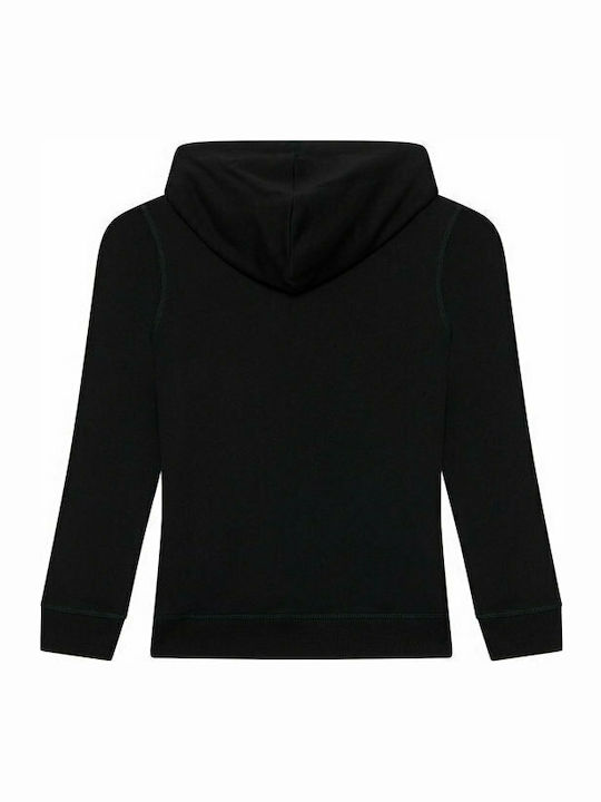 Guess Fleece - Polar Hanorac pentru copii cu glugă și buzunare Negru