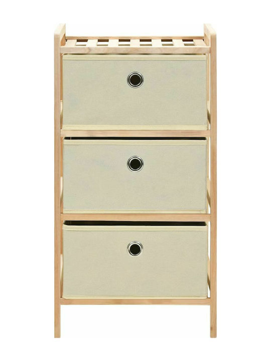 Drawers Storage Made of Wood & Fabric with 2 Drawers Beige L32xW26xH60cm