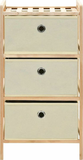 Drawers Storage Made of Wood & Fabric with 2 Drawers Beige L32xW26xH60cm