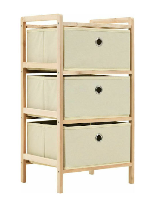 Drawers Storage Made of Wood & Fabric with 2 Drawers Beige L32xW26xH60cm