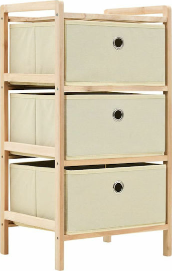 Drawers Storage Made of Wood & Fabric with 2 Drawers Beige L32xW26xH60cm
