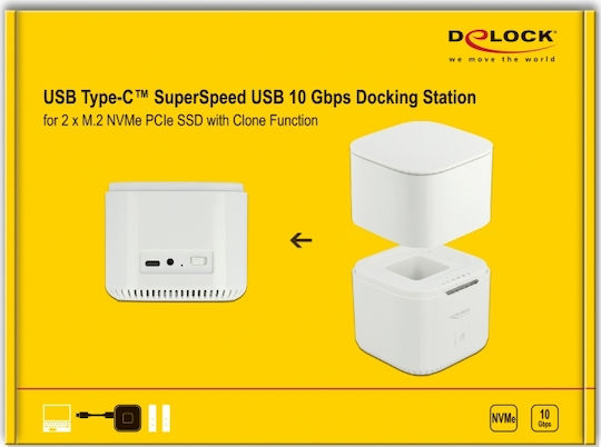 DeLock Docking Station για 2 Σκληρούς Δίσκους PCIe M.2 (2230)" / M.2 (2242)" / M.2 (2260)" / M.2 (2280)" με σύνδεση USB 3.1 / USB-C (63331)