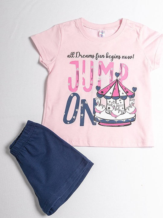 Dreams by Joyce Set Top & Bottom Kids Summer Pyjamas Pink